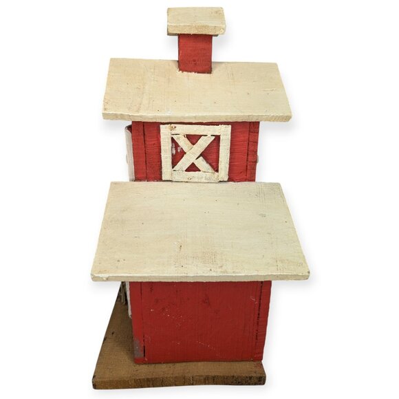 Vintage 1998 Garden Gate Designs Red & White Wood Barn Birdhouse Never Used 12" - Picture 6 of 12